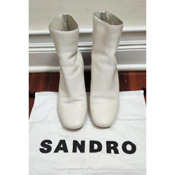 SANDRO Authentic off white Sacha boots/ Ankle Boots Size EU39/US8.5 - Picture 1 of 14